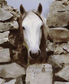  original Pintura al %C3%B3leo - caballo blanco occidental original